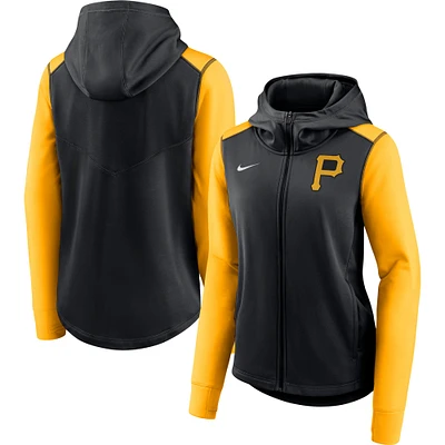 Sweat à capuche entièrement zippé pour femme Nike Pittsburgh Pirates Authentic Collection Baseball Performance noir/or