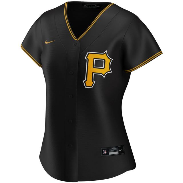 Women's Black/White Pittsburgh Pirates Plus Size V-Neck Jersey T-Shirt