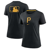 Women's Nike Black Pittsburgh Pirates Authentic Collection Early Work Tri-Blend T-Shirt