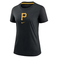 Women's Nike Black Pittsburgh Pirates Authentic Collection Early Work Tri-Blend T-Shirt