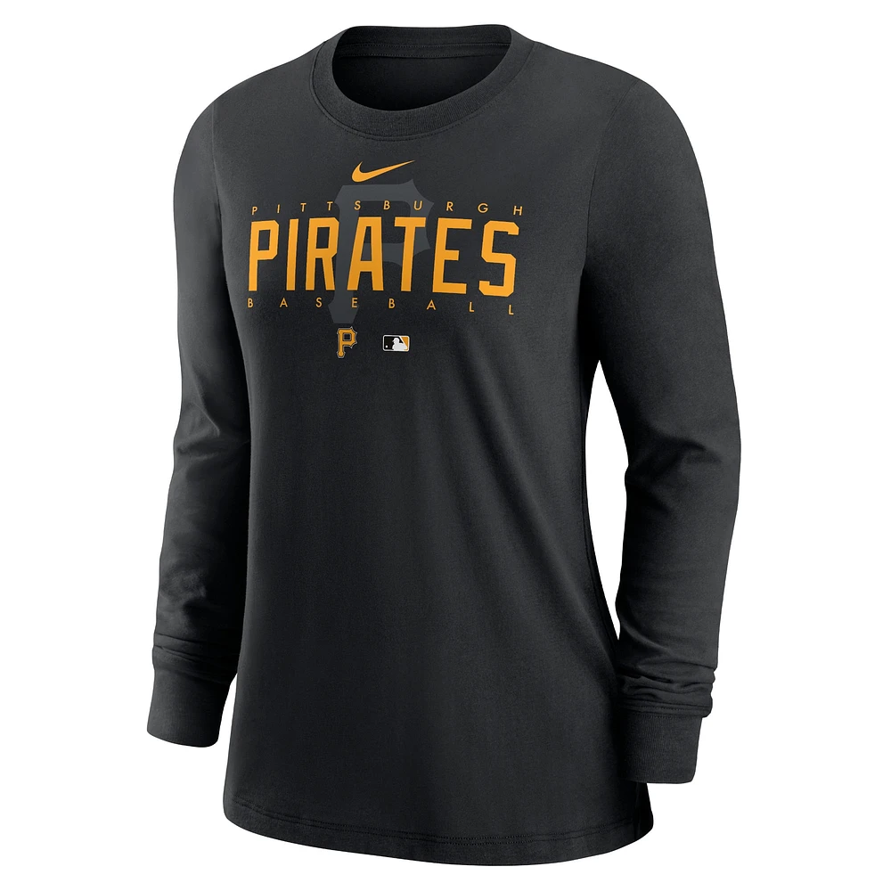 T-shirt à manches longues Nike Pittsburgh Pirates Authentic Collection Legend Performance pour femme, noir