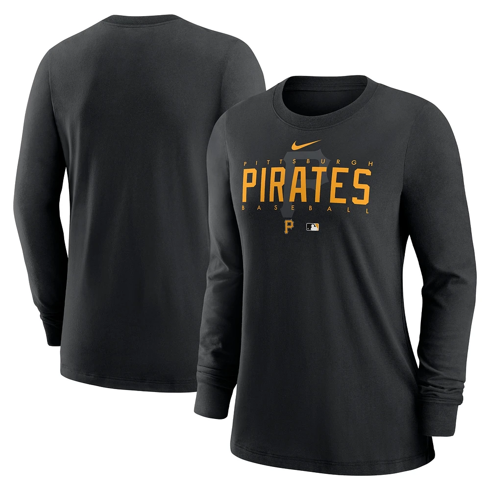 T-shirt à manches longues Nike Pittsburgh Pirates Authentic Collection Legend Performance pour femme, noir