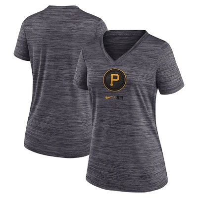 Women's Nike  Black Pittsburgh Pirates City Connect Velocity Practice Performance V-Neck T-Shirt