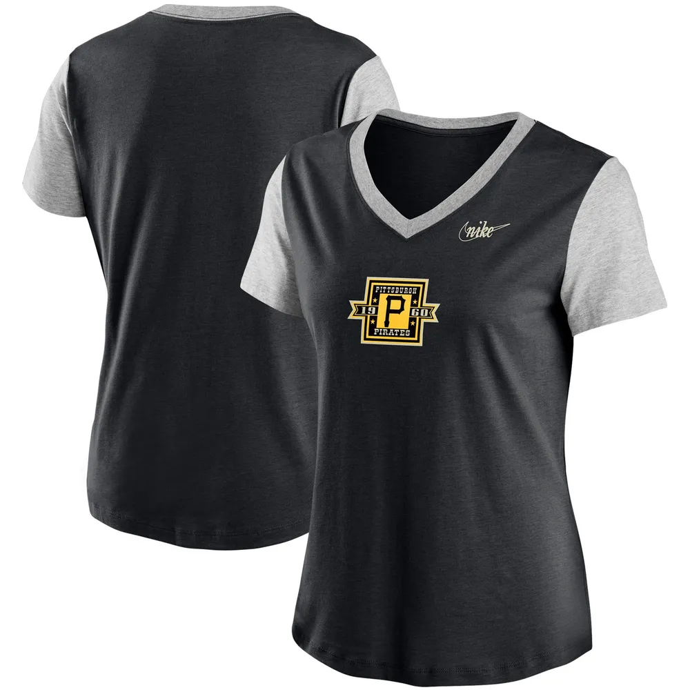 Lids Pittsburgh Pirates Nike Women's Cooperstown Collection Logo Tri-Blend  Mid V-Neck T-Shirt - Black