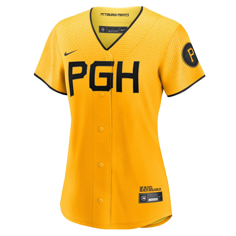 Maillot de joueur réplique Nike Bryan Reynolds doré des Pittsburgh Pirates City Connect pour femme