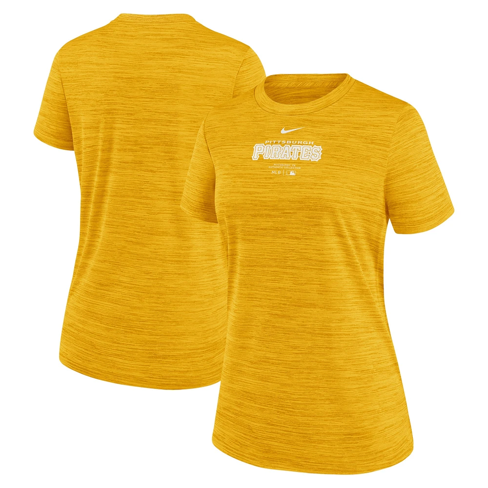 T-shirt Nike Gold Pittsburgh Pirates Authentic Collection Velocity Performance pour femme