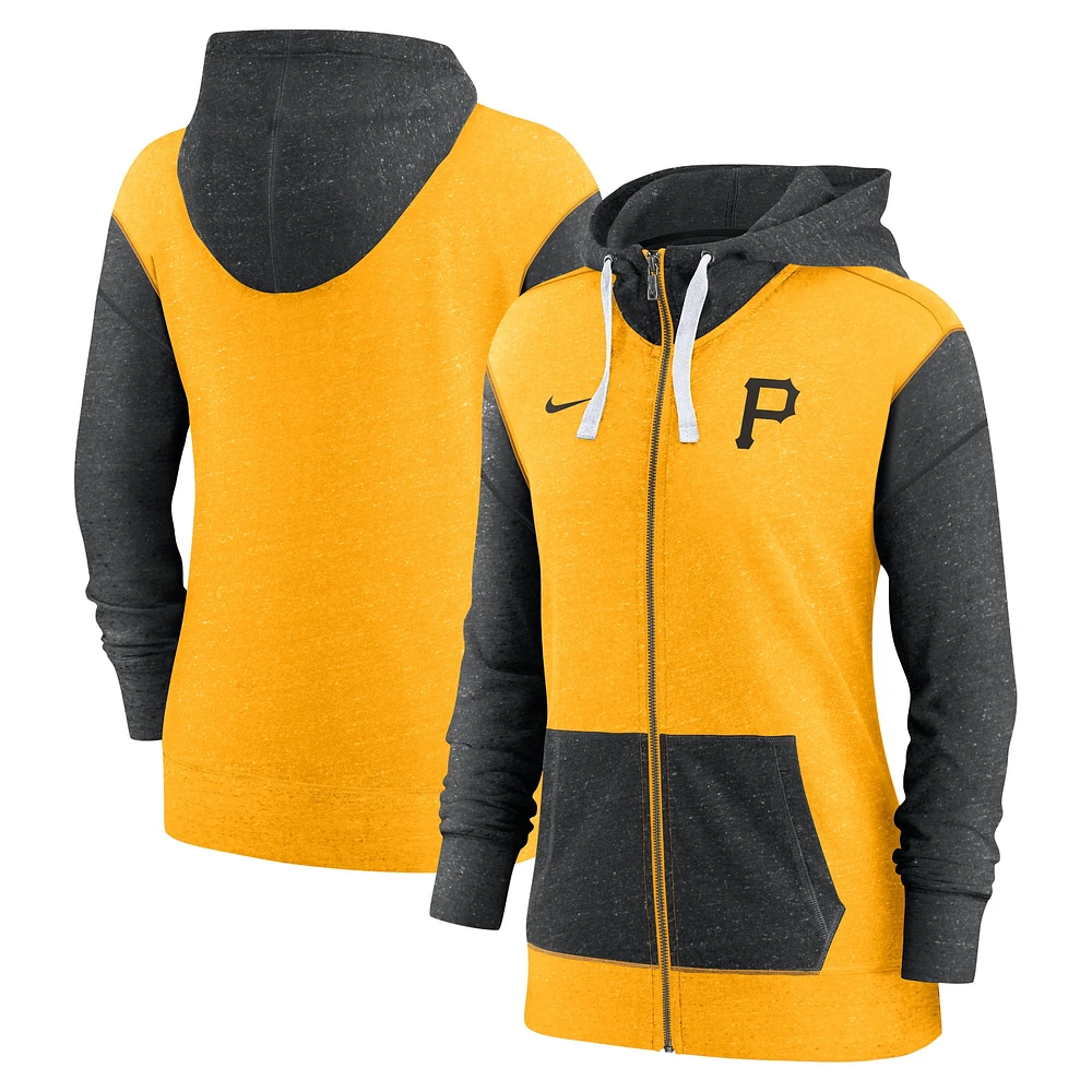 Sweat à capuche entièrement zippé Nike Gold Pittsburgh Pirates pour femme