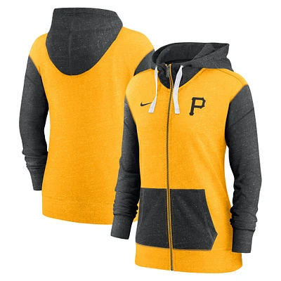 Sweat à capuche entièrement zippé Nike Gold Pittsburgh Pirates pour femme