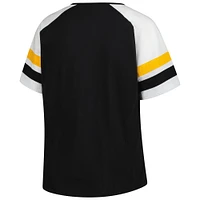 T-shirt à encolure en V pour femme, noir, grande taille, avec profil des Pirates de Pittsburgh