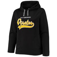 Women's Soft as a Grape Black Pittsburgh Pirates Plus Side Split Pullover Hoodie