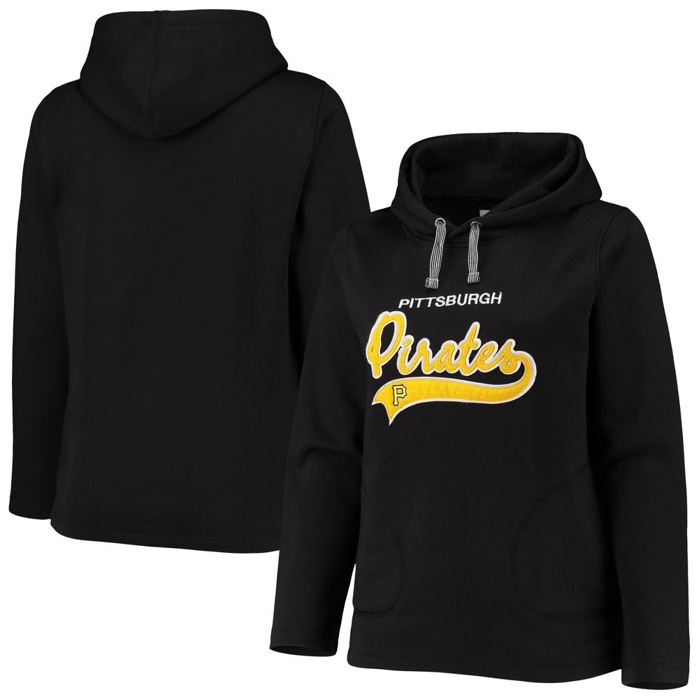 Women's Soft as a Grape Black Pittsburgh Pirates Plus Side Split Pullover Hoodie