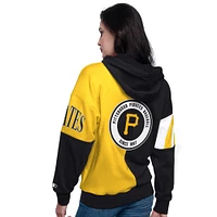 Women's Starter Black/Gold Pittsburgh Pirates Curve Ball Full Zip Hoodie Sweatshirt