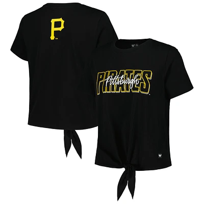 T-shirt torsadé sur le devant des Pirates de Pittsburgh noir The Wild Collective pour femmes