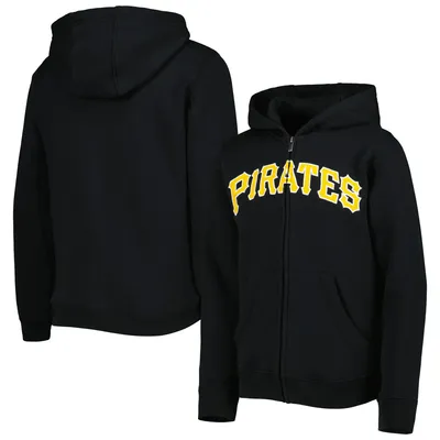 Pittsburgh Pirates Youth Wordmark Full-Zip Fleece Hoodie - Black