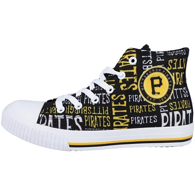 Youth FOCO Green Bay Packers Repeat Wordmark High Top Canvas Allover Sneakers