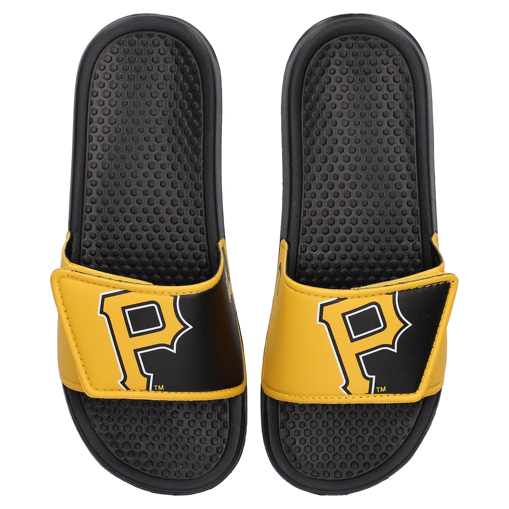 Youth FOCO Pittsburgh Pirates Colorblock Big Logo Legacy Slide Sandals