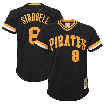 Maillot d'entraînement au bâton en maille noir de la collection Cooperstown des Pirates Pittsburgh Mitchell & Ness Willie Stargell pour jeunes