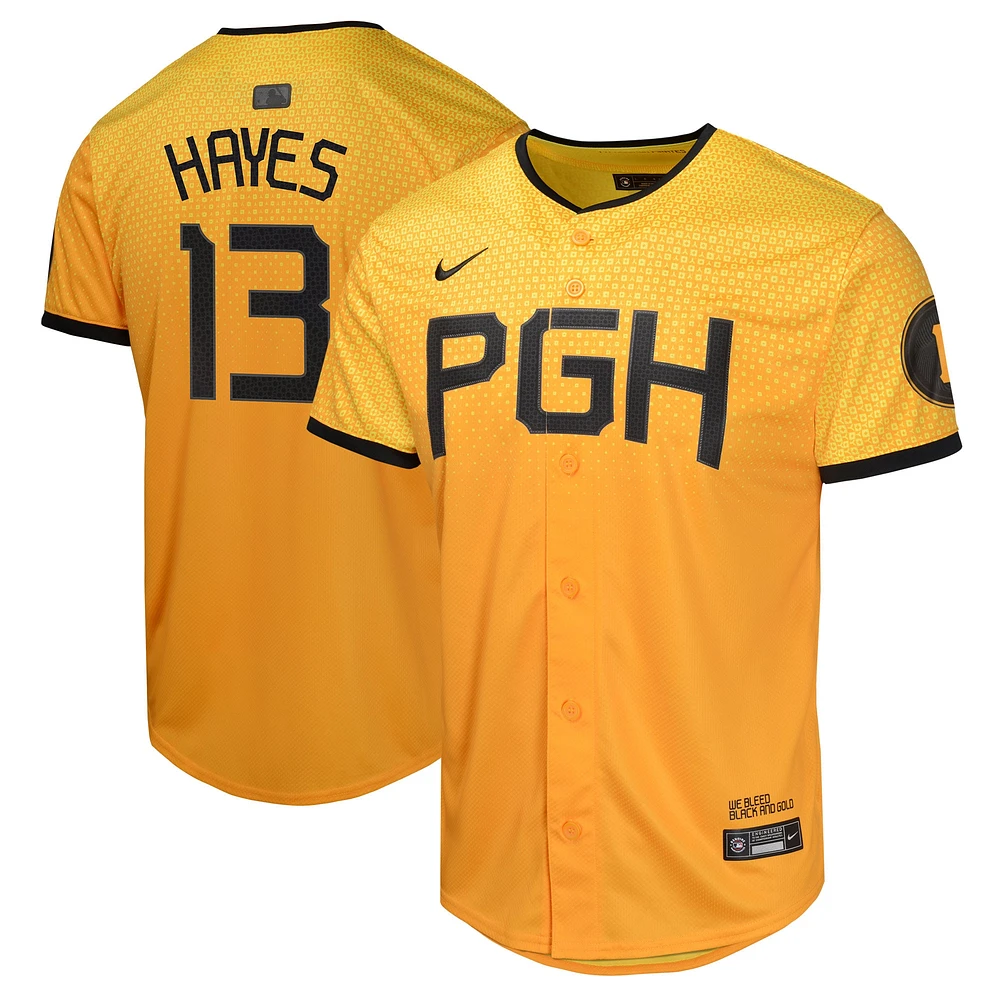 Maillot de joueur Nike Ke'Bryan Hayes Gold Pittsburgh Pirates City Connect Limited pour jeune