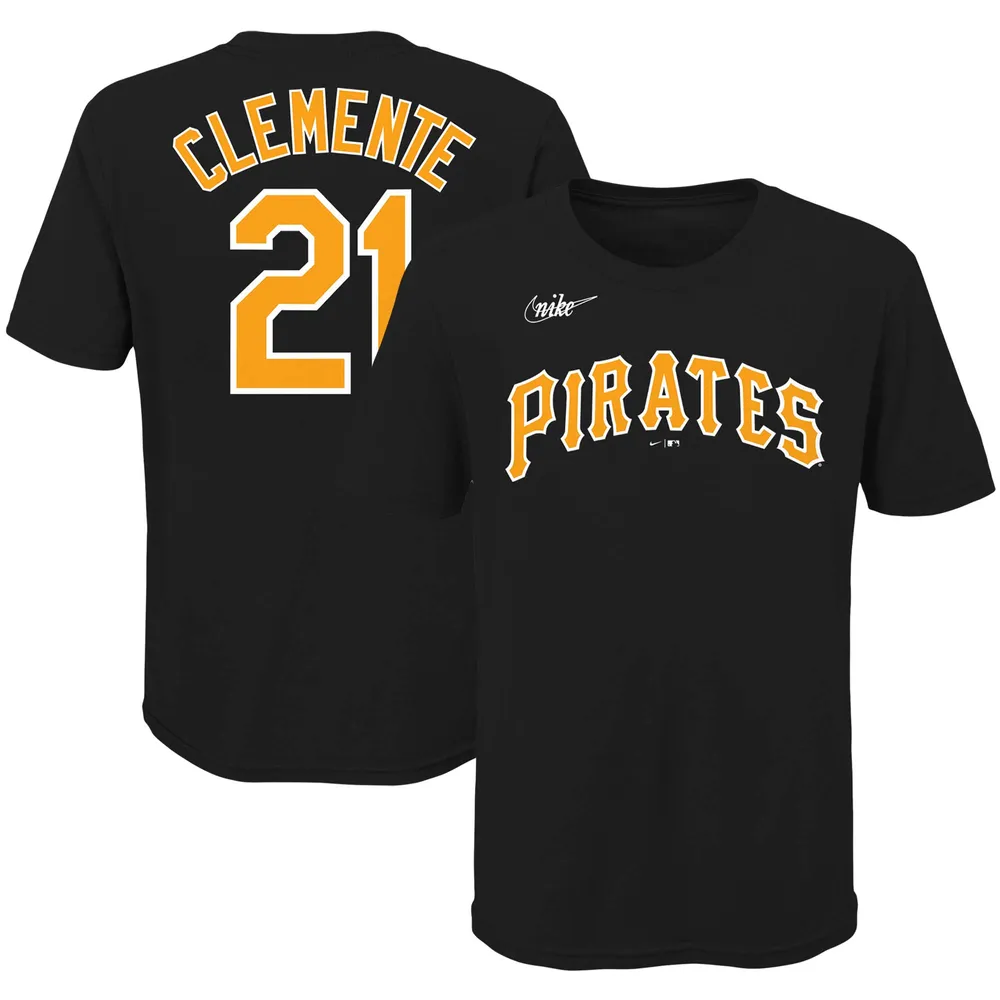 Nike Youth Nike Roberto Clemente Black Pittsburgh Pirates Cooperstown  Collection Player Name & Number - T-Shirt