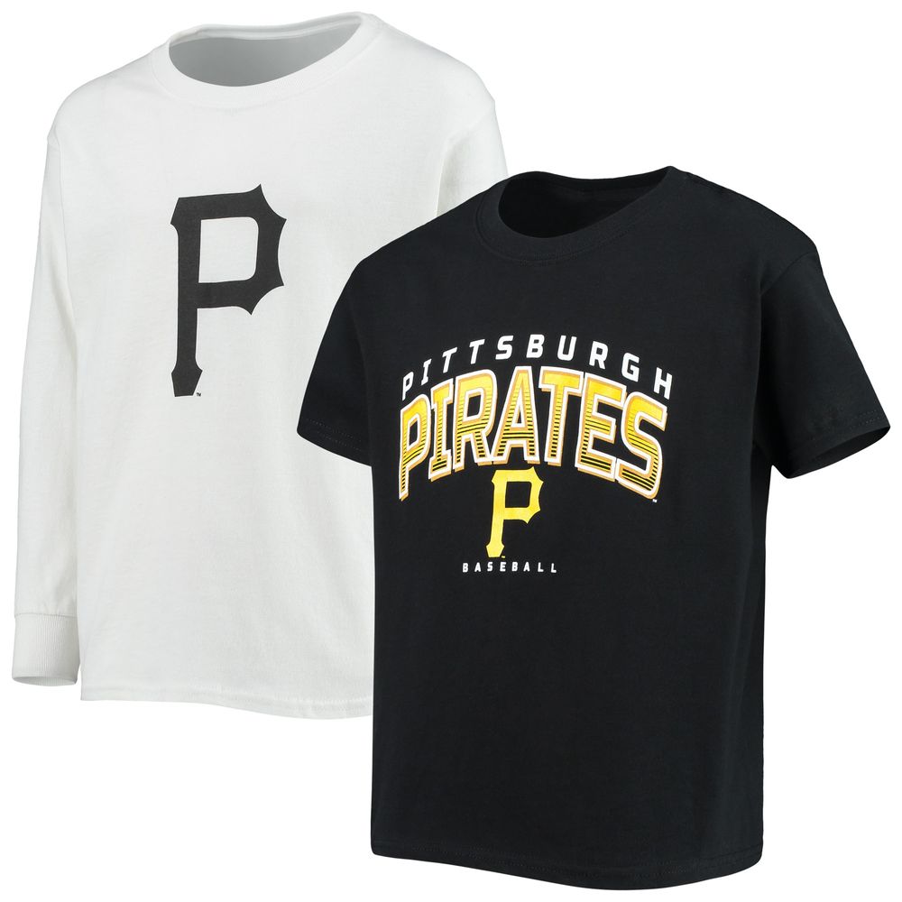 Youth Pittsburgh Pirates White/Black V-Neck T-Shirt