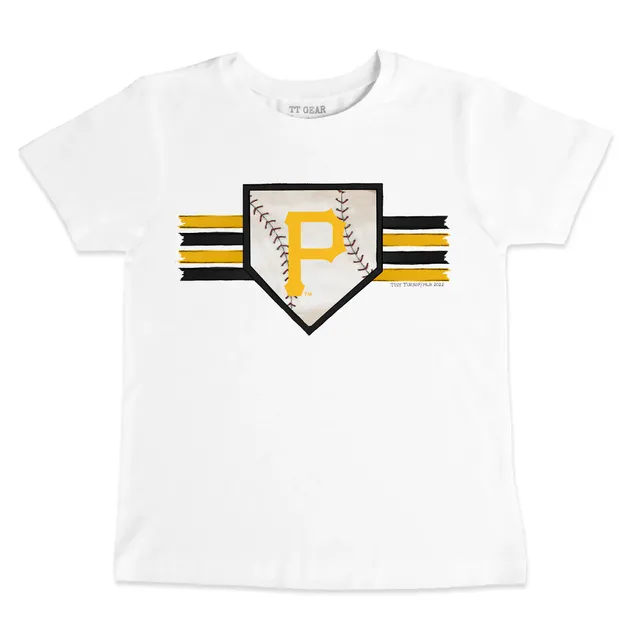 Toddler Tiny Turnip White Pittsburgh Pirates Baseball Bow T-Shirt