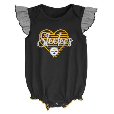 Gerber Baby Girls' NFL Short Sleeve Bodysuits 3-Pack, Pittsburgh Steelers