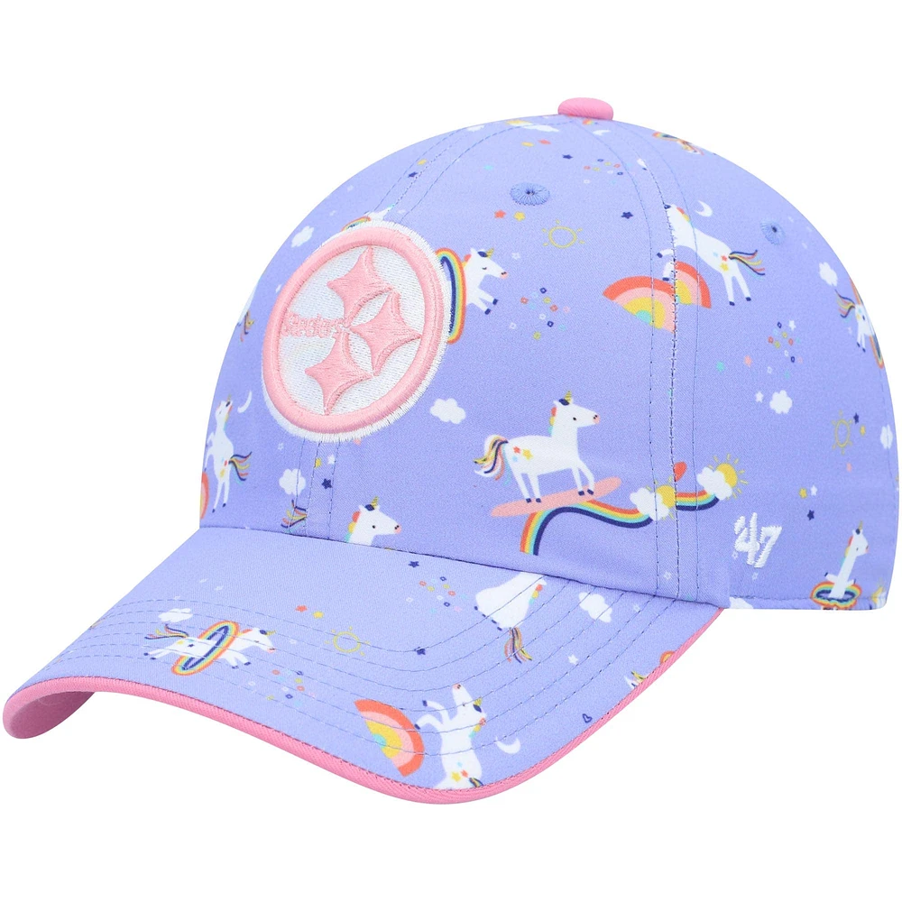 Girls Preschool '47 Purple Pittsburgh Steelers Unicorn Clean Up Adjustable Hat