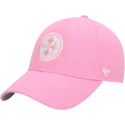 Casquette ajustable rose MVP Pittsburgh Steelers pour jeune fille '47