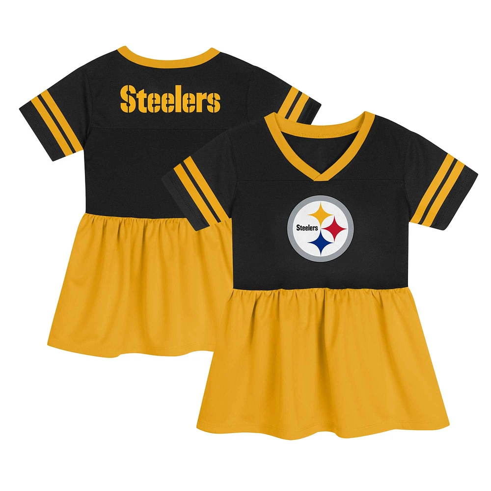 Robe en jersey noir/or pour jeunes filles des Pittsburgh Steelers Stadium Lights