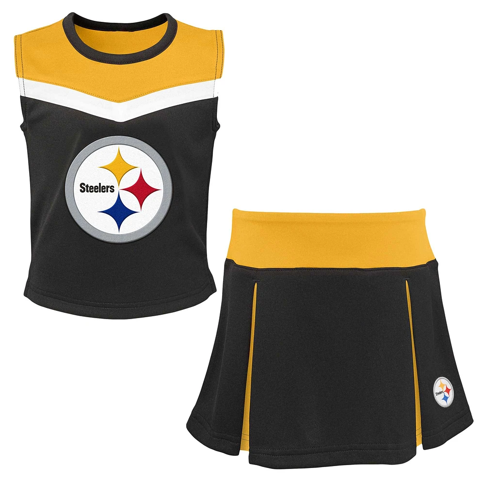 Girls Youth Black Pittsburgh Steelers Spirit Two-Piece Cheerleader Set