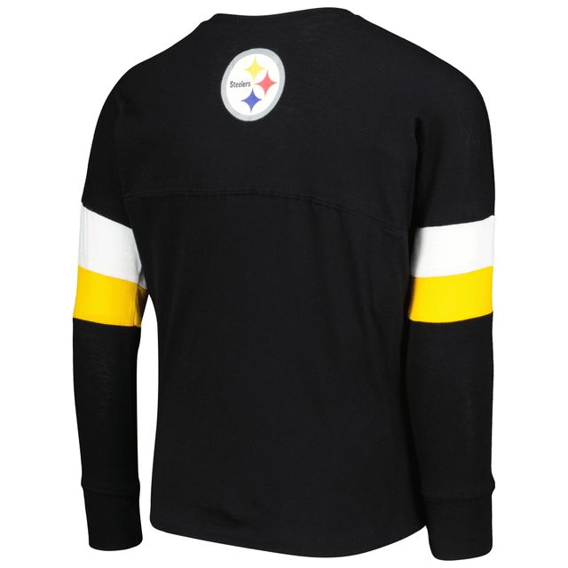 Pittsburgh Steelers Women's Plus Size New Era Sleeve Stripe Glitter