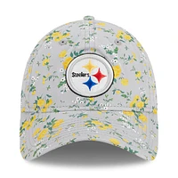 Casquette ajustable New Era Pittsburgh Steelers Bouquet 9TWENTY pour filles et jeunes, gris