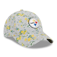 Casquette ajustable New Era Pittsburgh Steelers Bouquet 9TWENTY pour filles et jeunes, gris