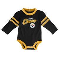 Infant Black/Gold Pittsburgh Steelers Little Kicker - Long Sleeve Bodysuit & Pants Set