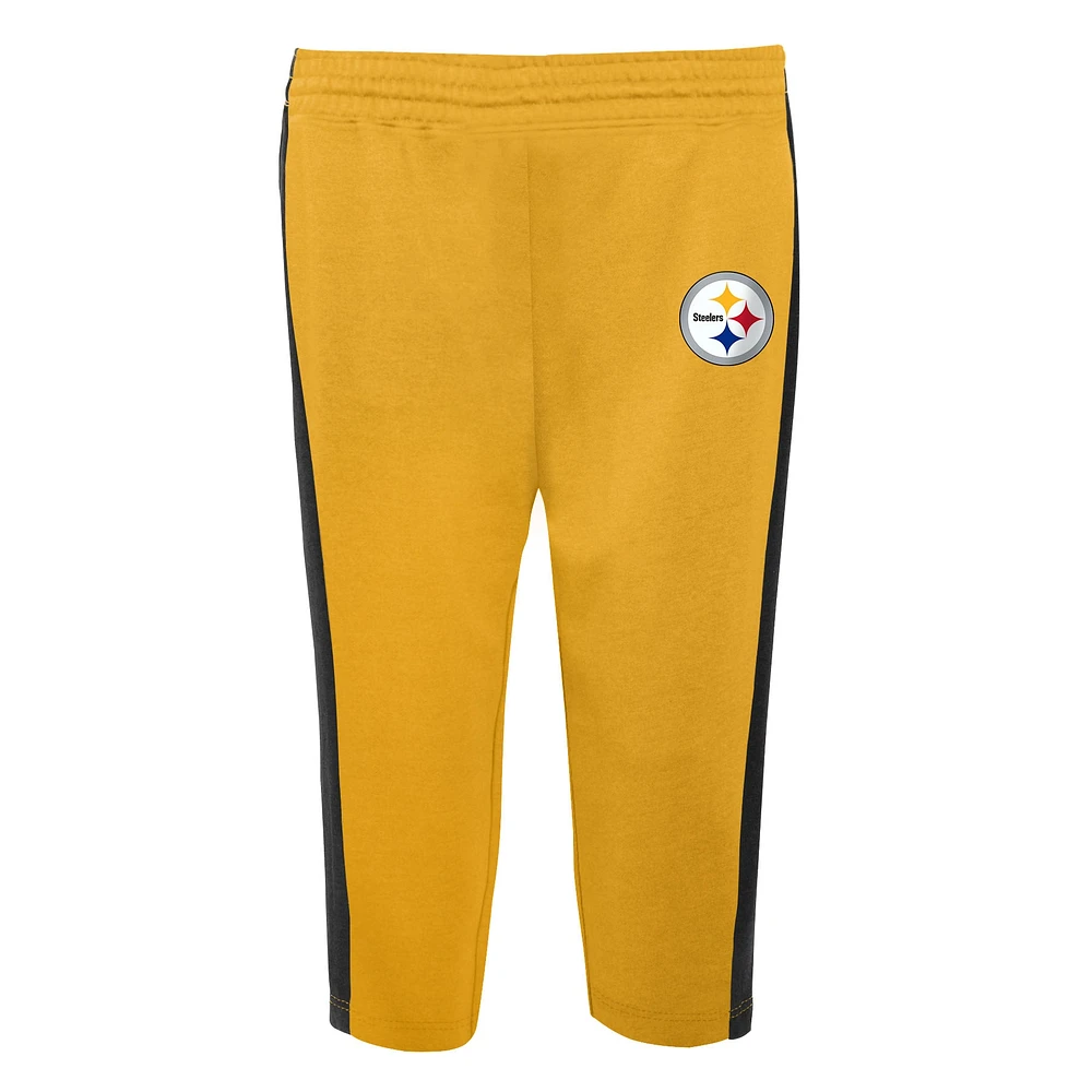 Infant Black/Gold Pittsburgh Steelers Little Kicker - Long Sleeve Bodysuit & Pants Set