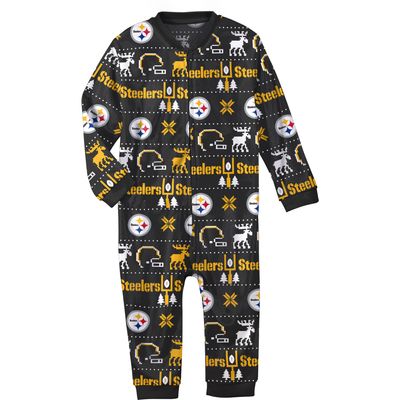 Infant Black Pittsburgh Steelers Allover Print - Full-Zip Jumper