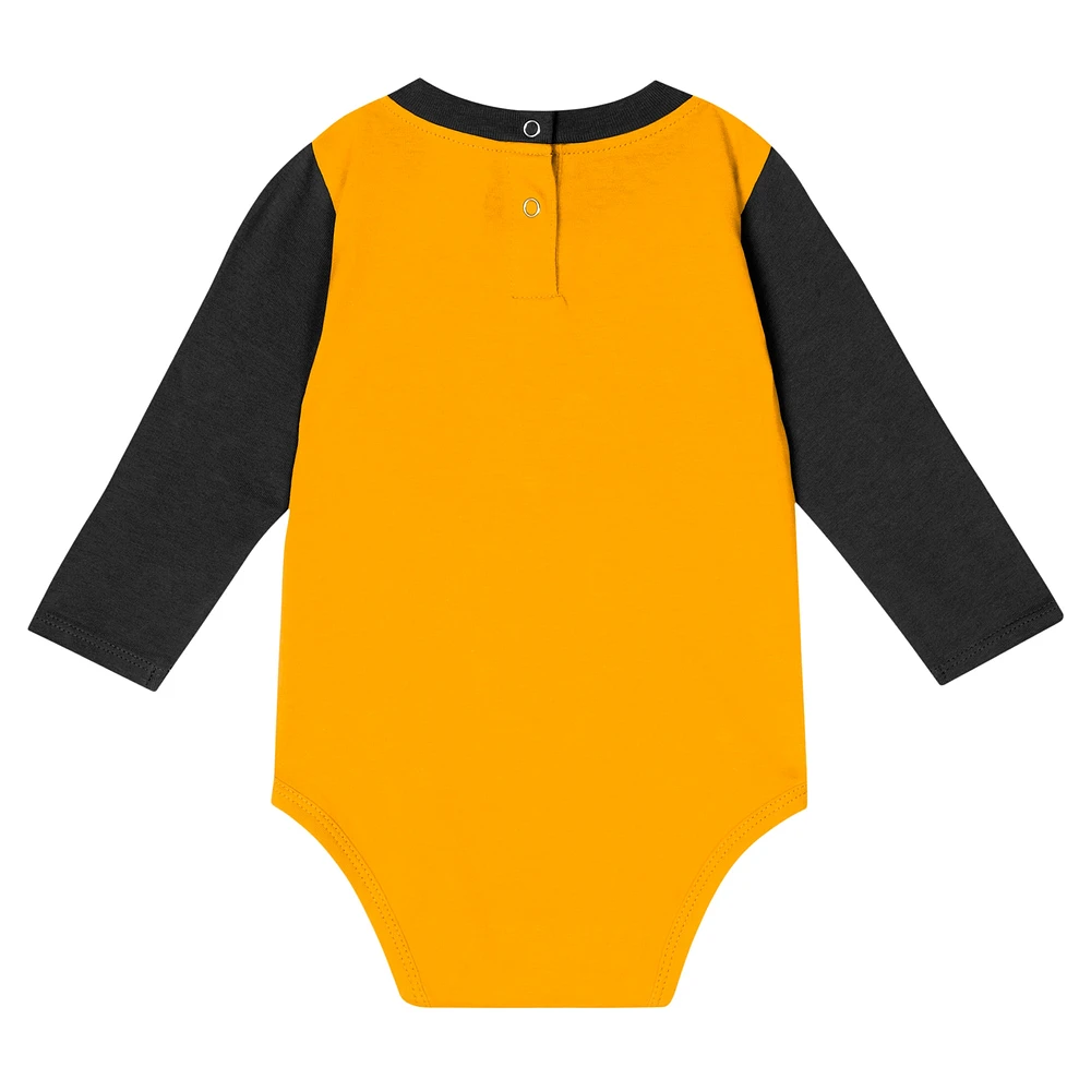 Infant Black Pittsburgh Steelers Double Up Long Sleeve Bodysuit and Pants Set