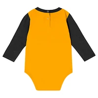 Infant Black Pittsburgh Steelers Double Up Long Sleeve Bodysuit and Pants Set