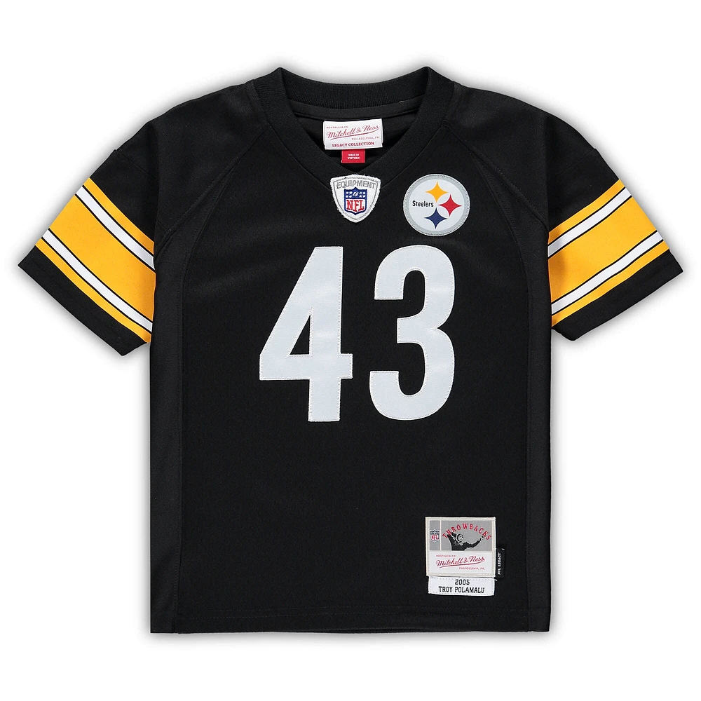 Maillot Mitchell & Ness Troy Polamalu noir Pittsburgh Steelers 2005 retraité Legacy pour bébé