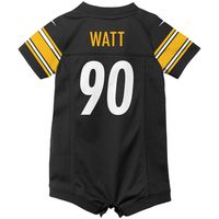 Infant Nike T.J. Watt Black Pittsburgh Steelers Game Romper Jersey