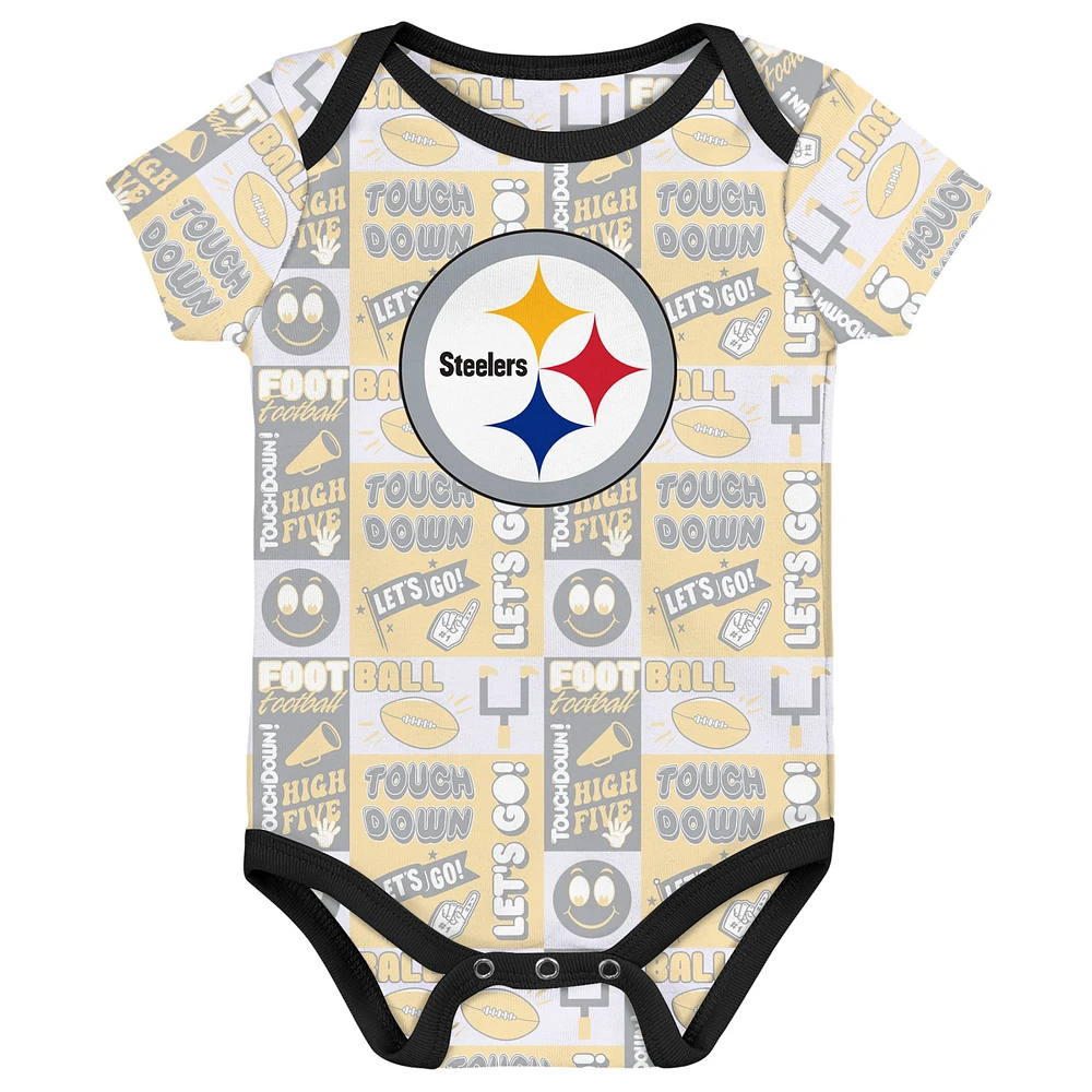 Ensemble de trois bodies pour bébé Pittsburgh Steelers Play Day