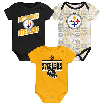 Infant Pittsburgh Steelers Play Day Three-Pack Bodysuit Set