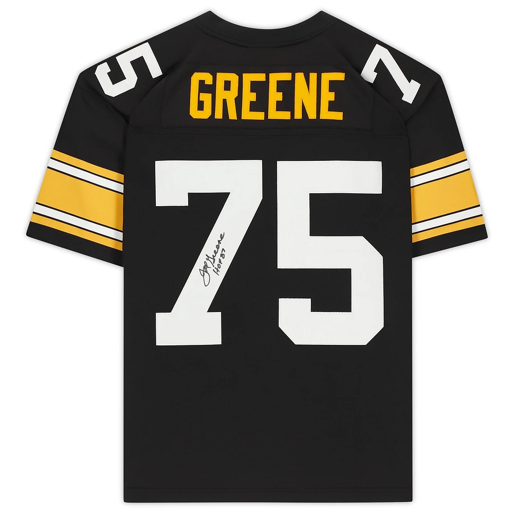 Joe Greene Pittsburgh Steelers Autographed Mitchell & Ness Black Replica Jersey with "HOF 87" Inscription