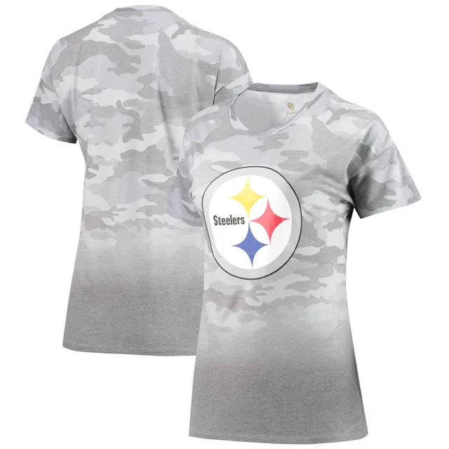 Green Bay Packers Juniors Beth Camo Dip-Dye T-Shirt - Gray/Green