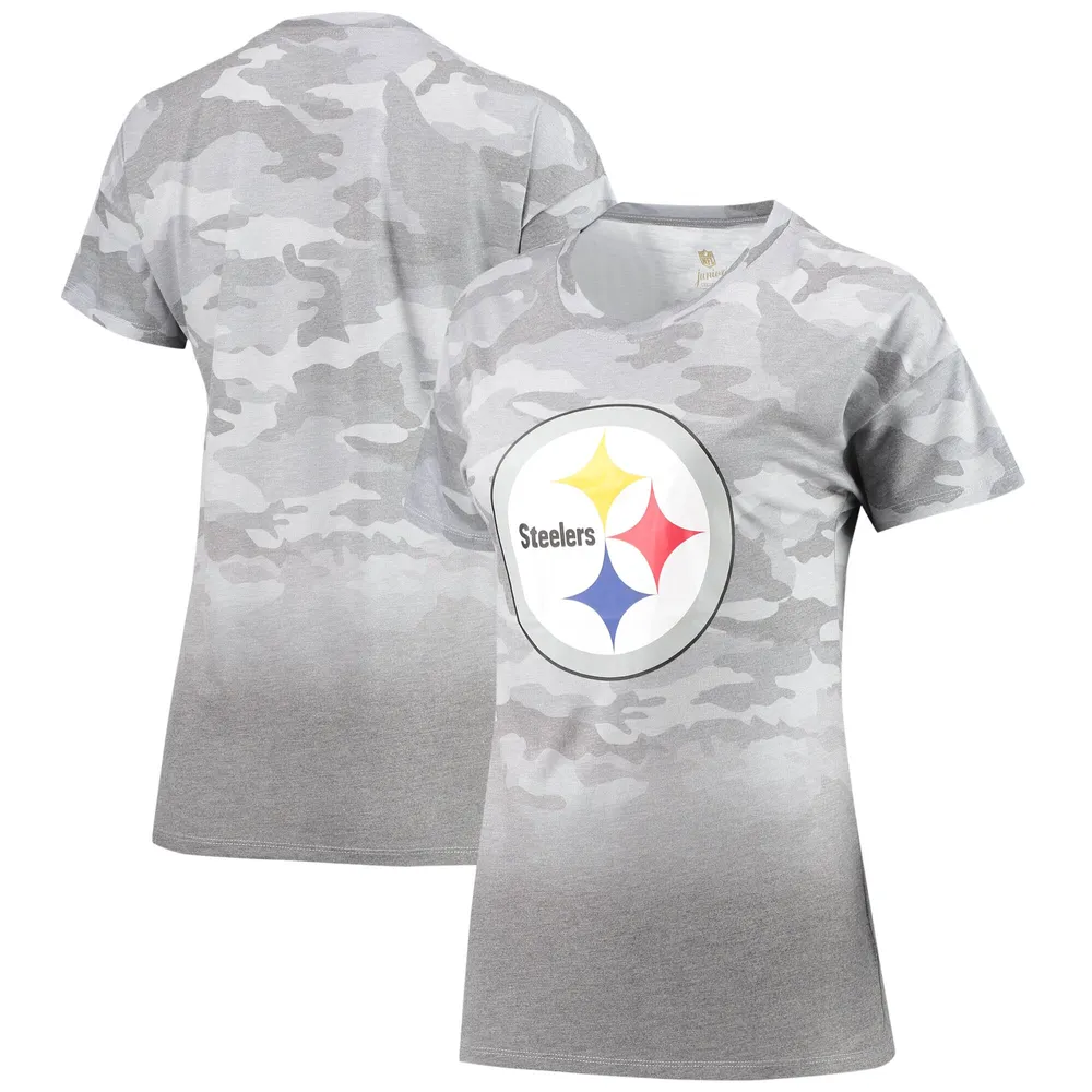 Lids Pittsburgh Steelers Juniors Beth Camo Dip-Dye T-Shirt - Gray/Black