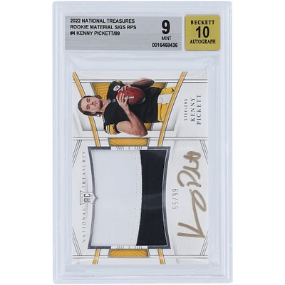 Carte relique bicolore Panini National Treasures 2022 autographiée par Kenny Pickett des Pittsburgh Steelers #RMS-KPI #55/99 BGS authentifiée 9/10 Rookie