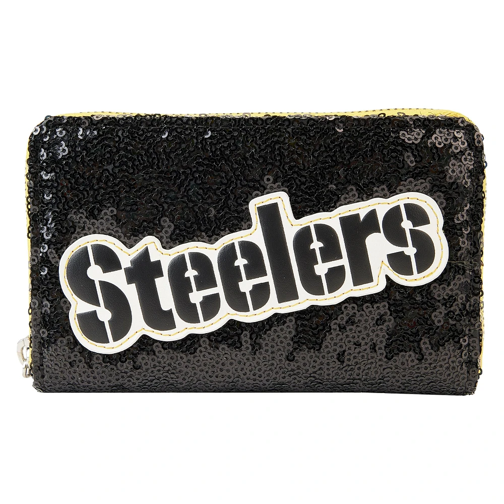 Loungefly Pittsburgh Steelers Portefeuille zippé à sequins