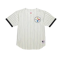 Chemise boutonnée en maille à logo vintage Final Seconds des Pittsburgh Steelers de Mitchell & Ness pour homme, couleur crème