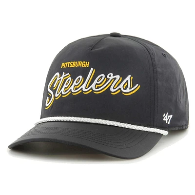 Men's '47 Black Pittsburgh Steelers Fairway Hitch brrr Adjustable Hat