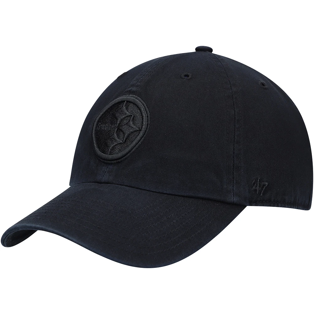 Men's '47 Black Pittsburgh Steelers Team Tonal Clean Up Adjustable Hat